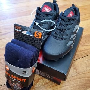 Brand New In Box Rawlings Cleats and Socks